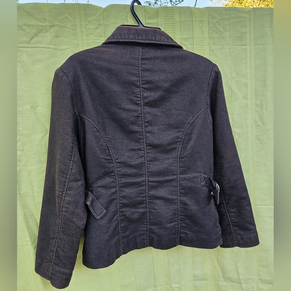 Vintage 90's Distressed Brown Faux Leather Jacket - Picture 7 of 13